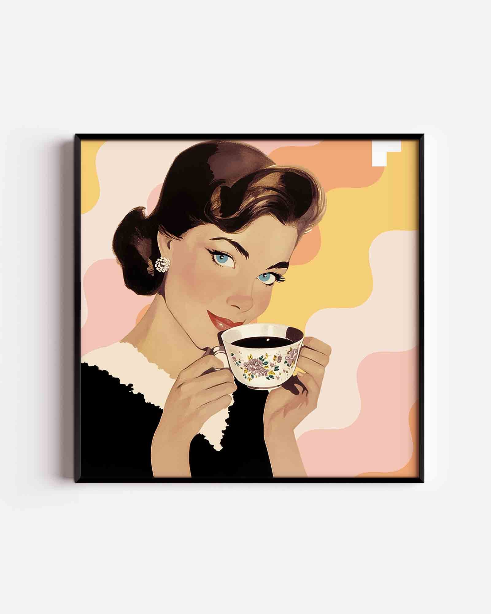 Vrouw met kopje Poster