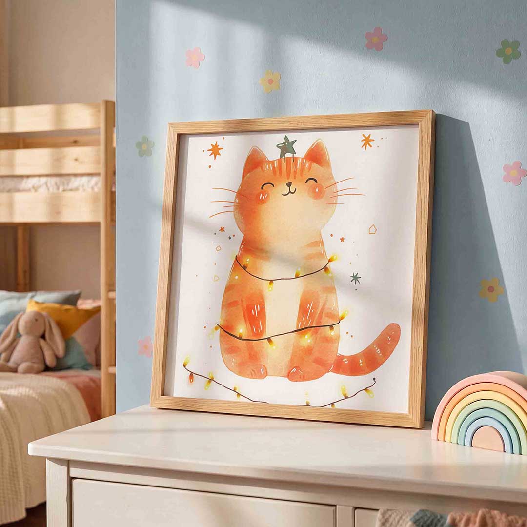 Kattenposter met lichtjes Poster