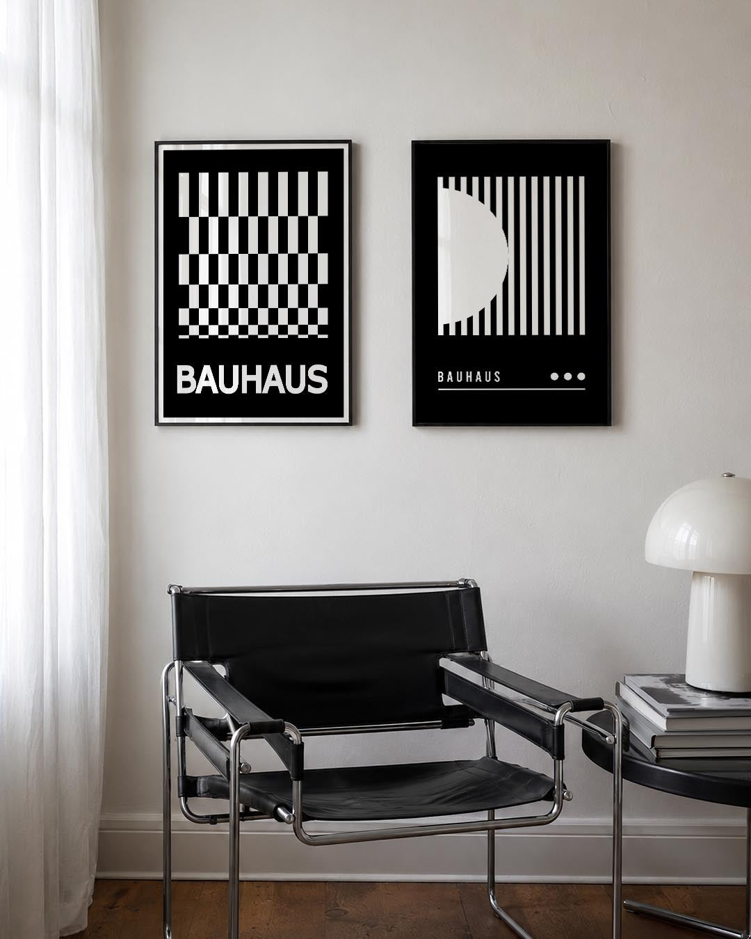 Zwart wit ruitpatroon Posterset