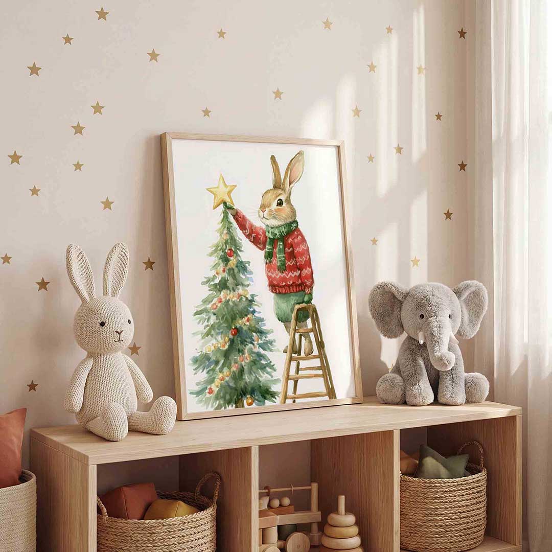 Konijn met kerstboom Poster