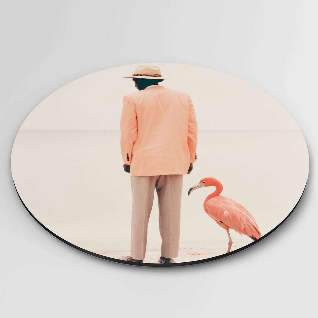 Man en flamingo Muurcirkel