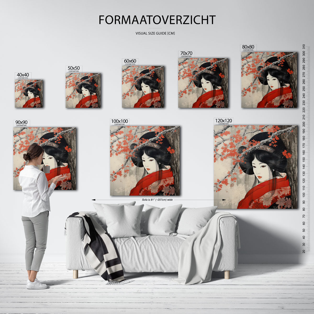 Vrouw met rode bloemen Poster