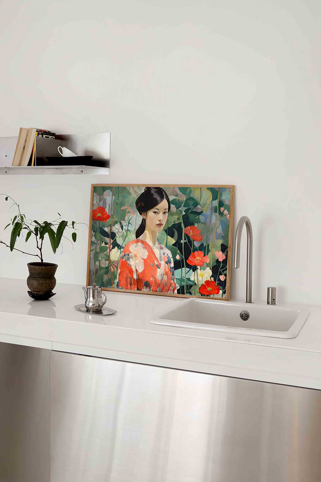 Vrouw in bloemen Poster