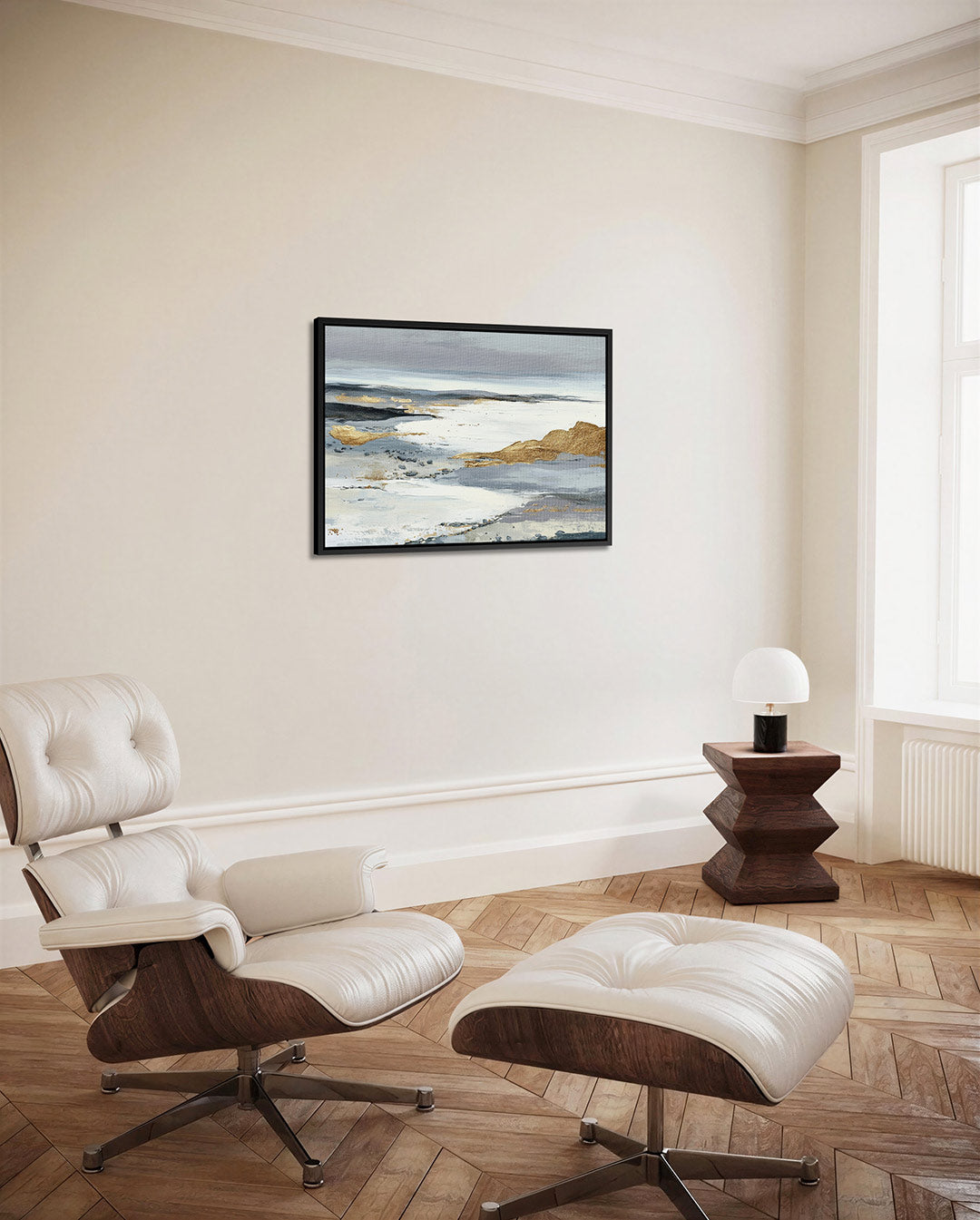 Landschap in goud en grijs Kunstwerk