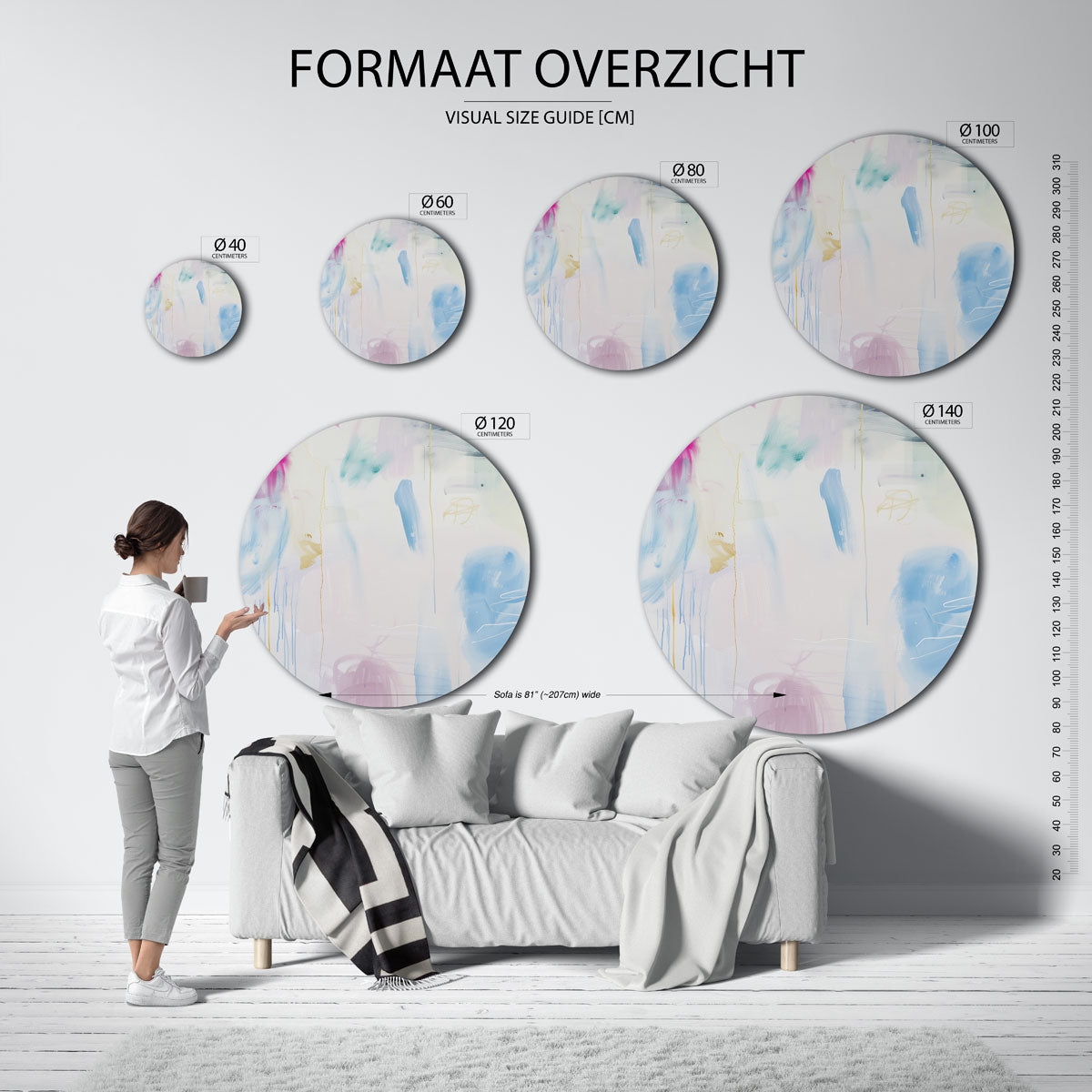 Abstracte penseelstreken Muurcirkel