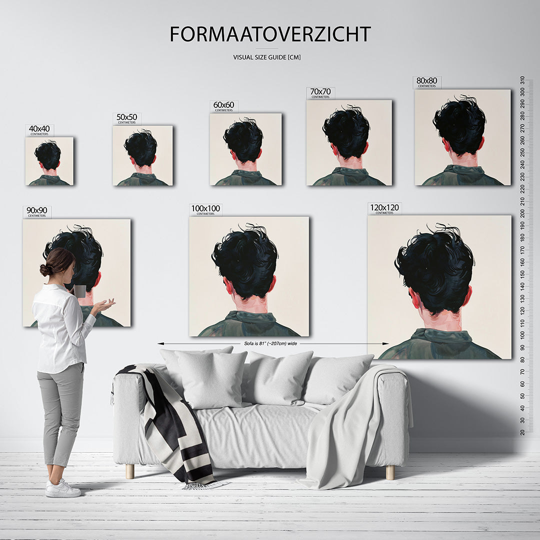 Achterkant portret Kunstwerk