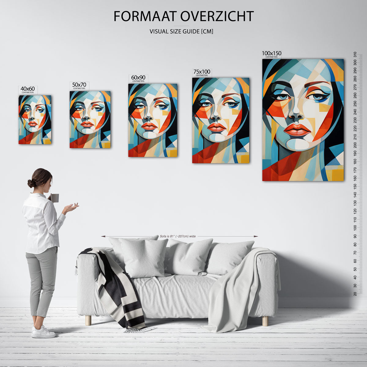 Geometrisch portret Kunstwerk