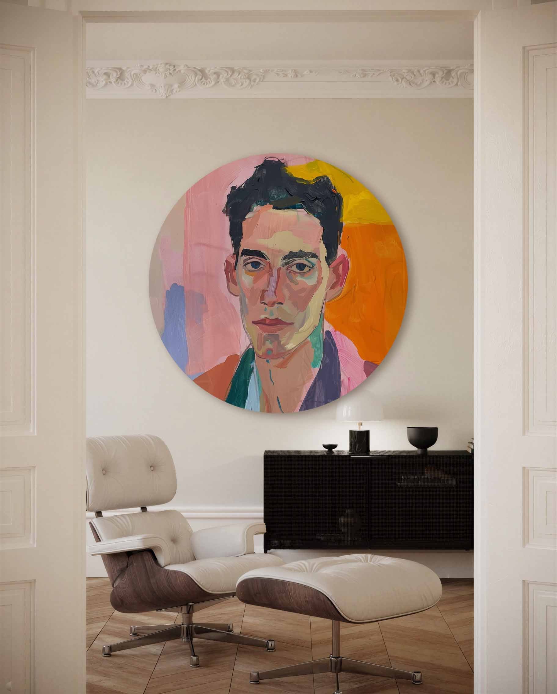 Portret in levendige kleuren Muurcirkel