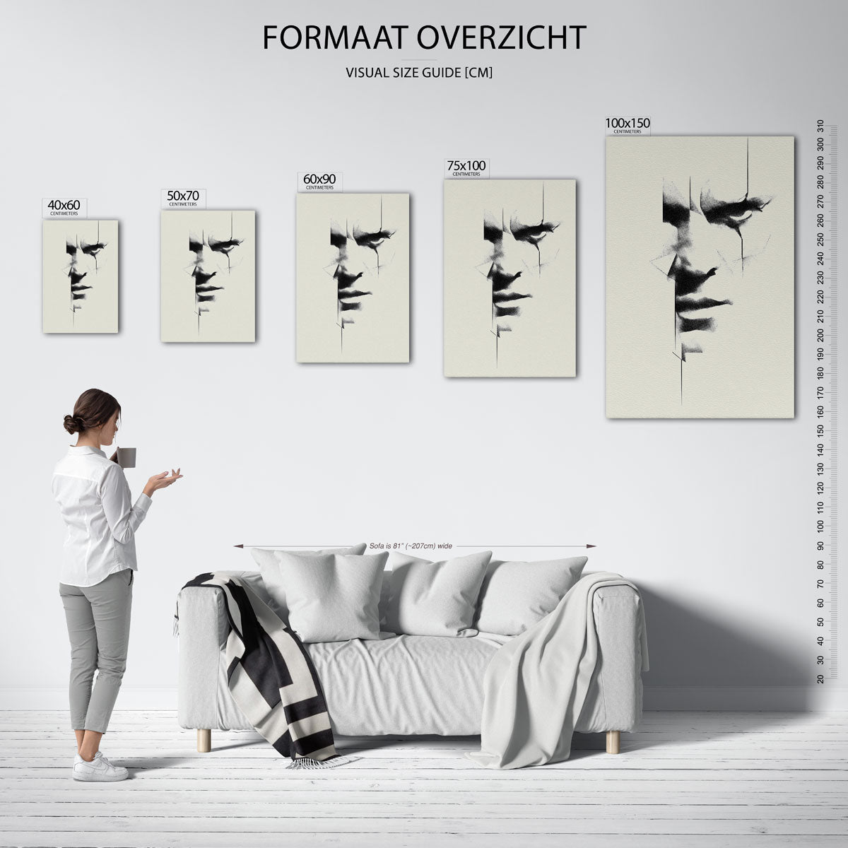 Geometrische portretfragmenten Kunstwerk