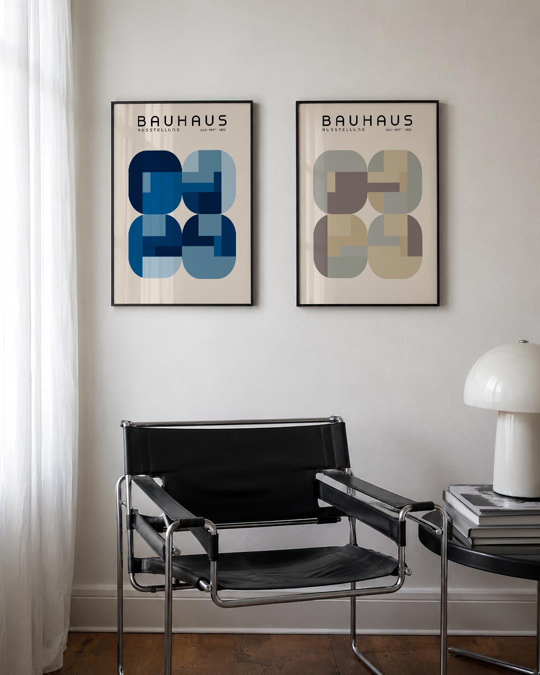 Blauwe vormenritme Posterset