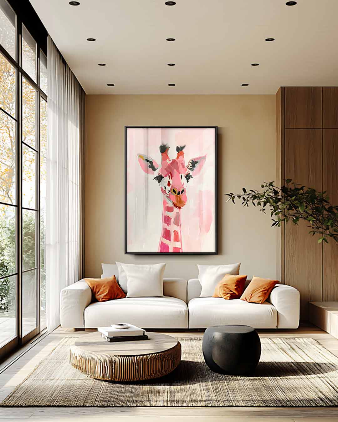 Kleurrijke Giraf Kunstwerk-canvas-dibond-plexiglas-wanddecoratie-WallArtistic