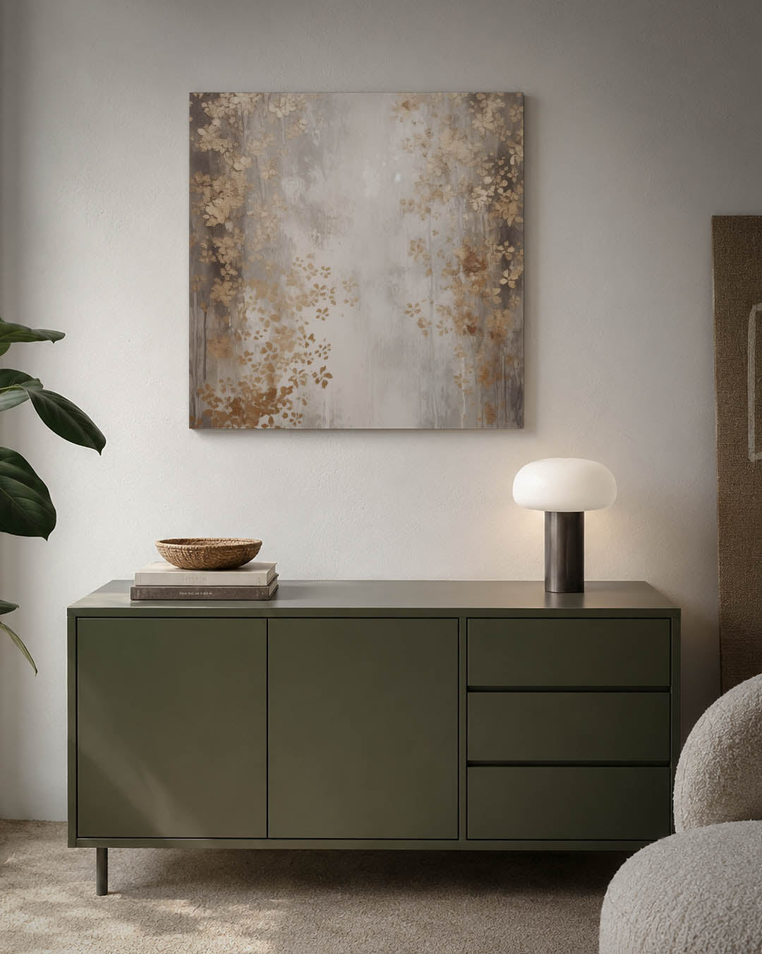 Gouden bloemmotief Kunstwerk
