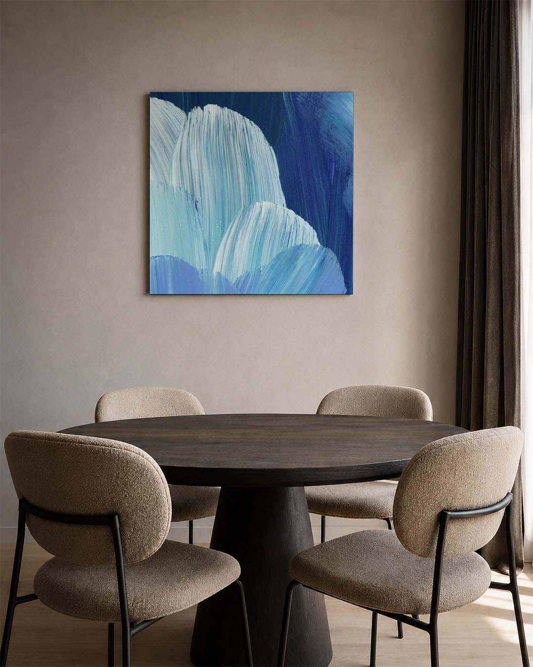Golvende blauwe penselen Kunstwerk