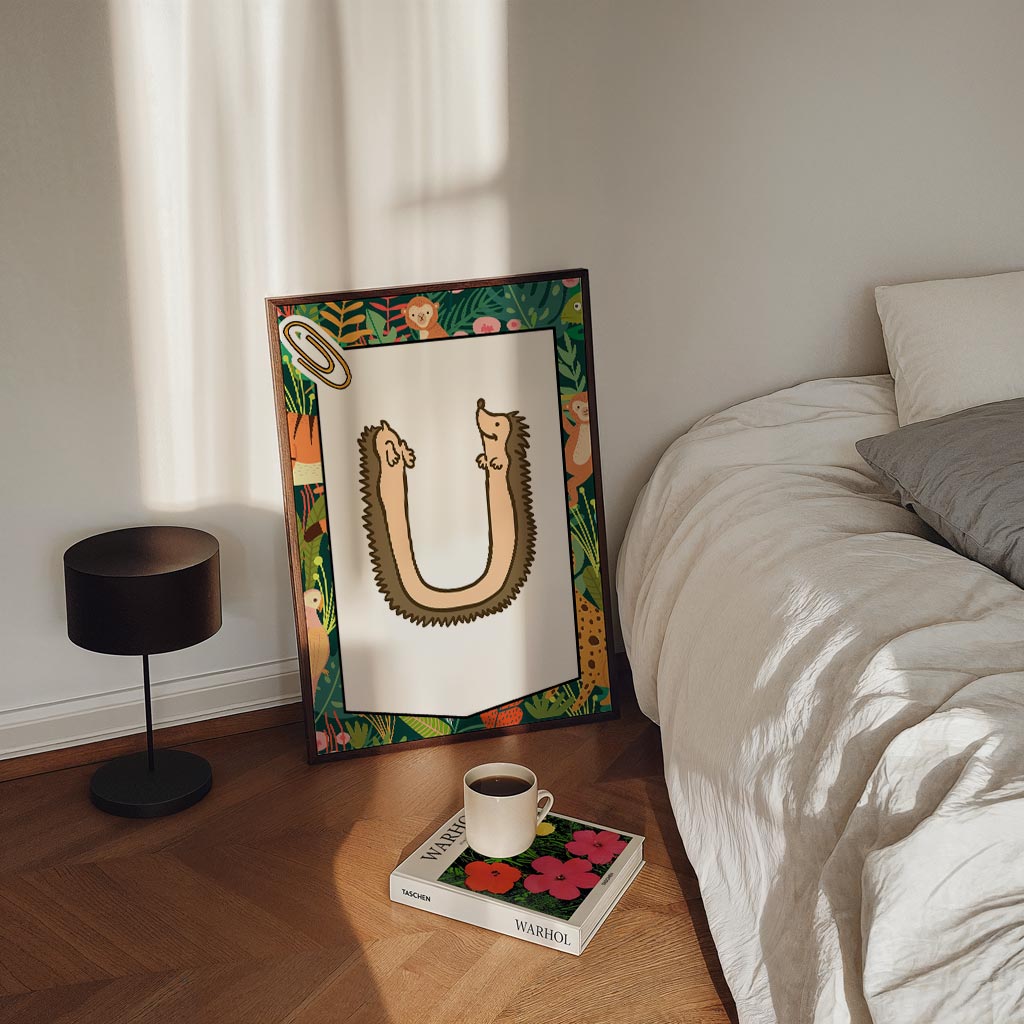 Schattige Dierenalfabet Poster - U Poster-WallArtistic