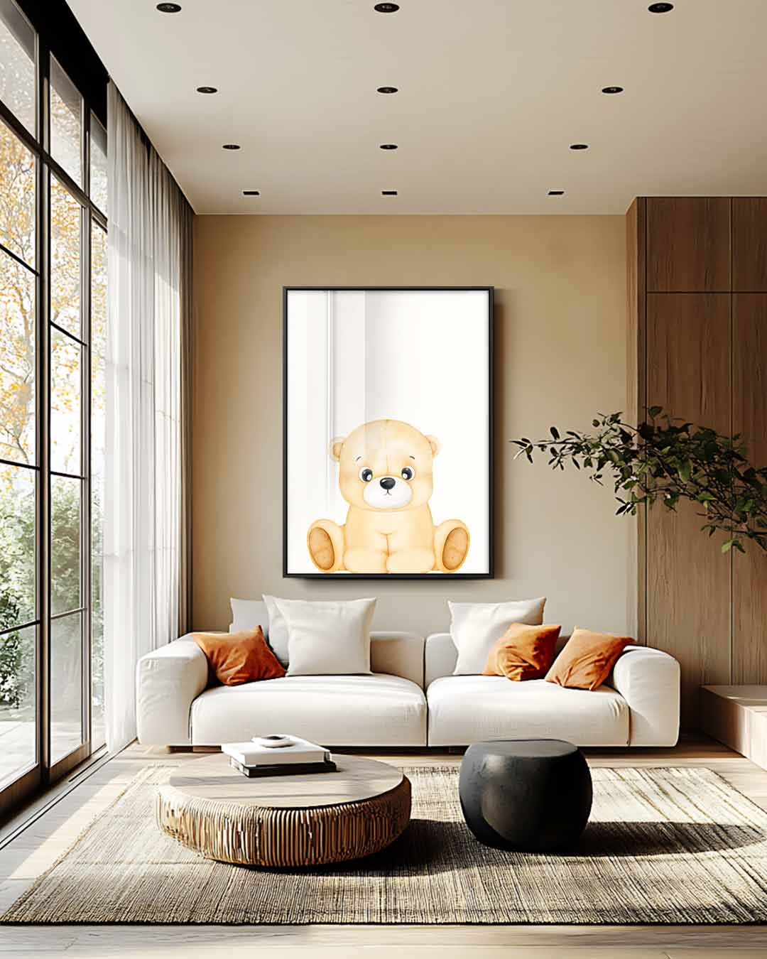 Schattige Teddybeer Illustratie Kunstwerk-canvas-dibond-plexiglas-wanddecoratie-WallArtistic