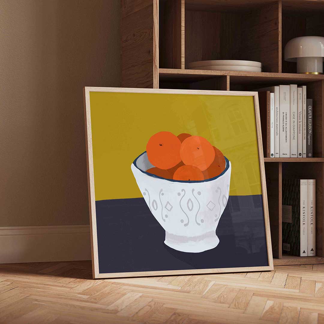 Schaal met sinaasappels Poster