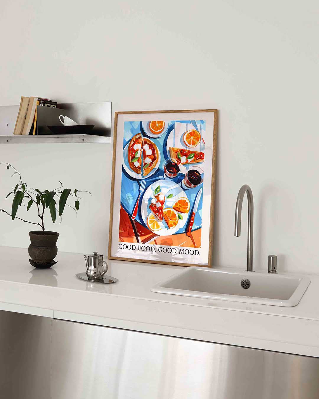 Pizza en sinaasappels Poster