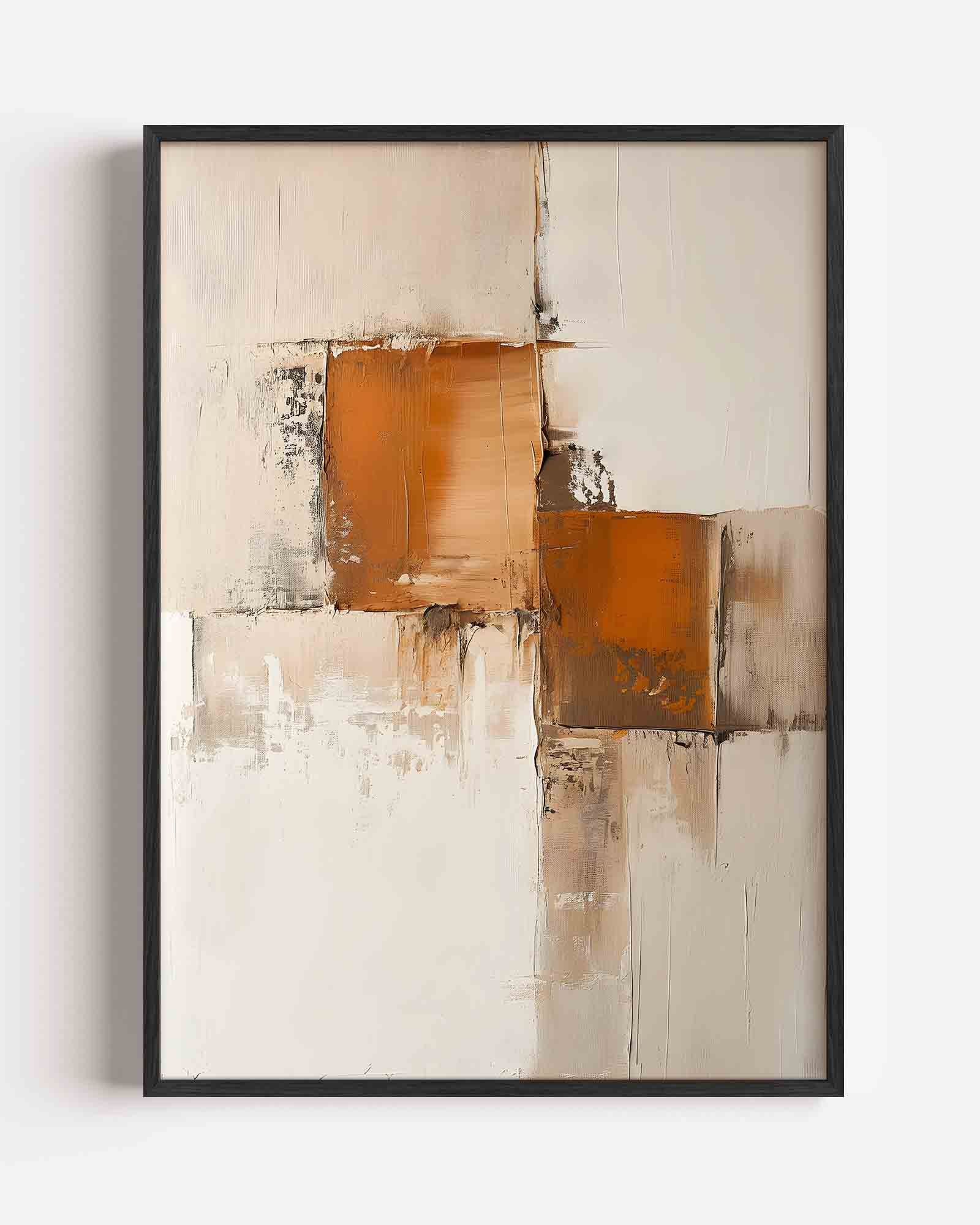 Abstracte beige en oranje Poster