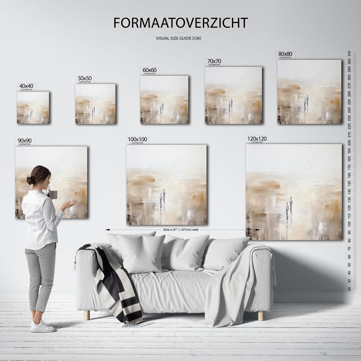 Twee figuren in beige landschap Poster