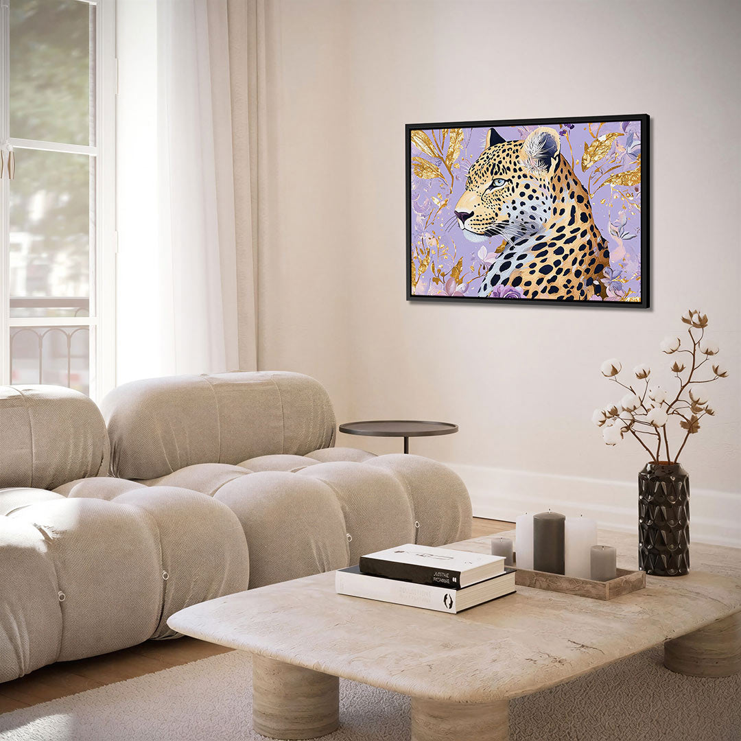 Luipaard en bloemen Kunstwerk