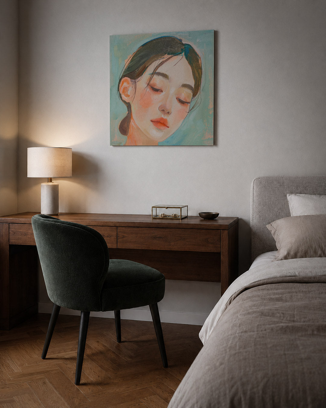 Dromerige portretstudie Kunstwerk