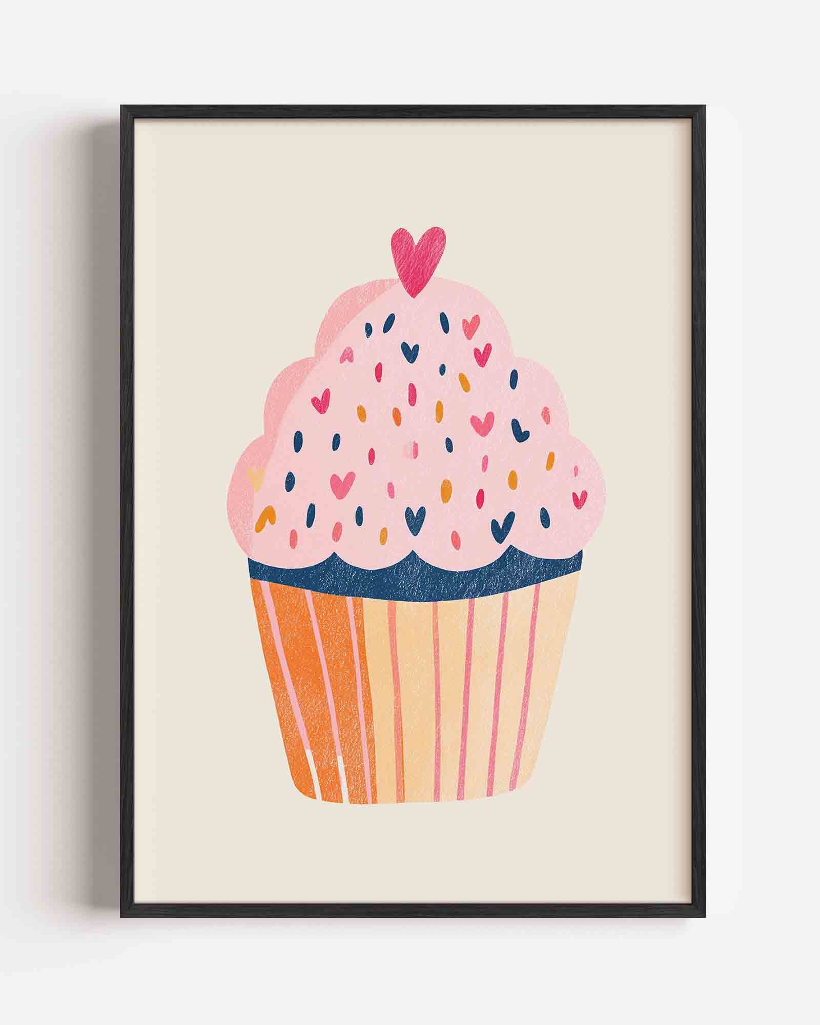 Cupcake met hartjes Poster