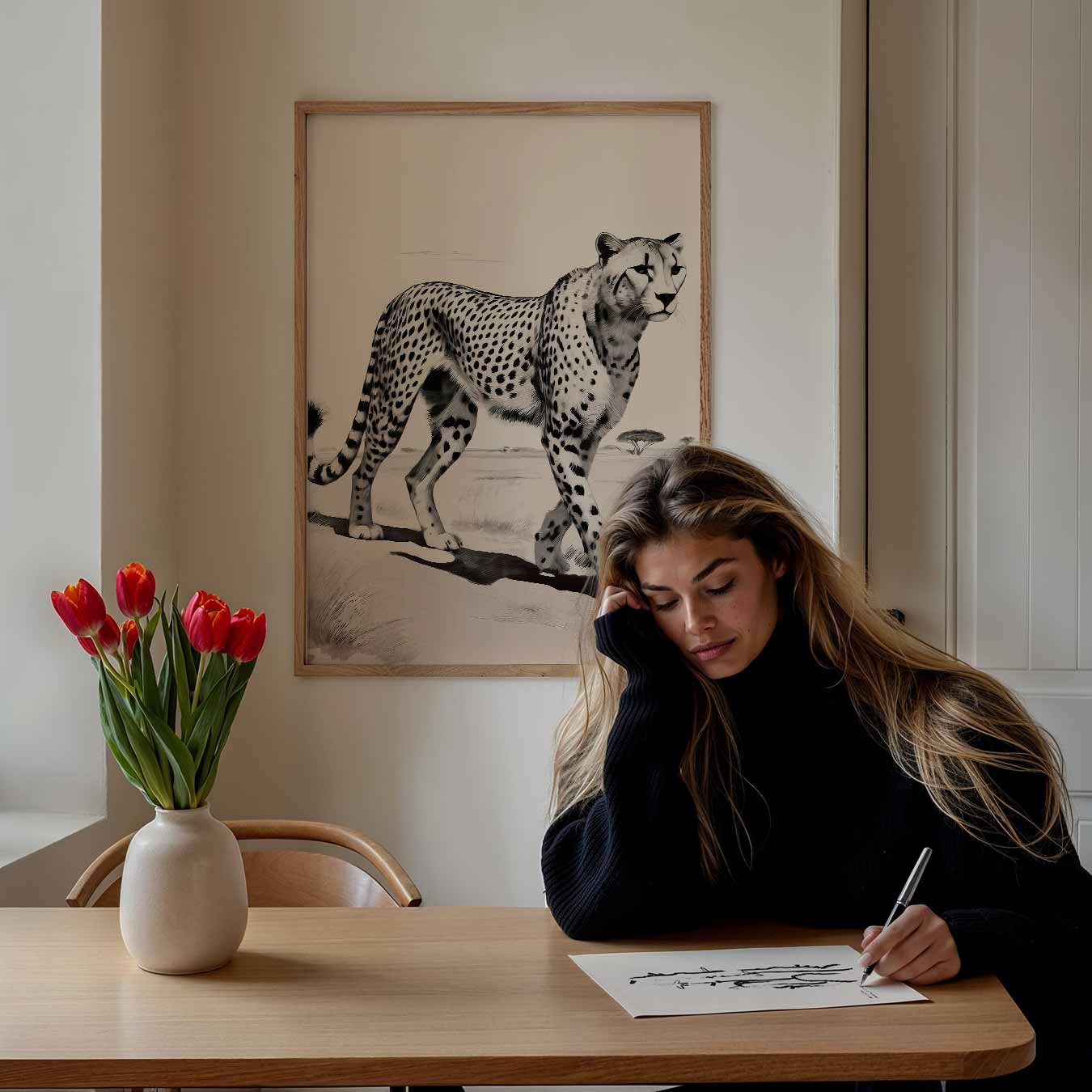 Sierlijke Jachtluipaard Poster-WallArtistic