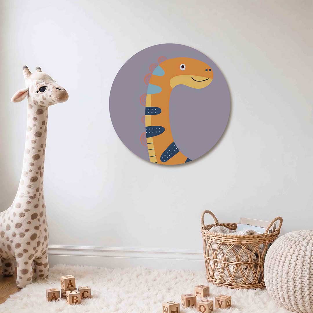 Oranje dinosaurus Muurcirkel