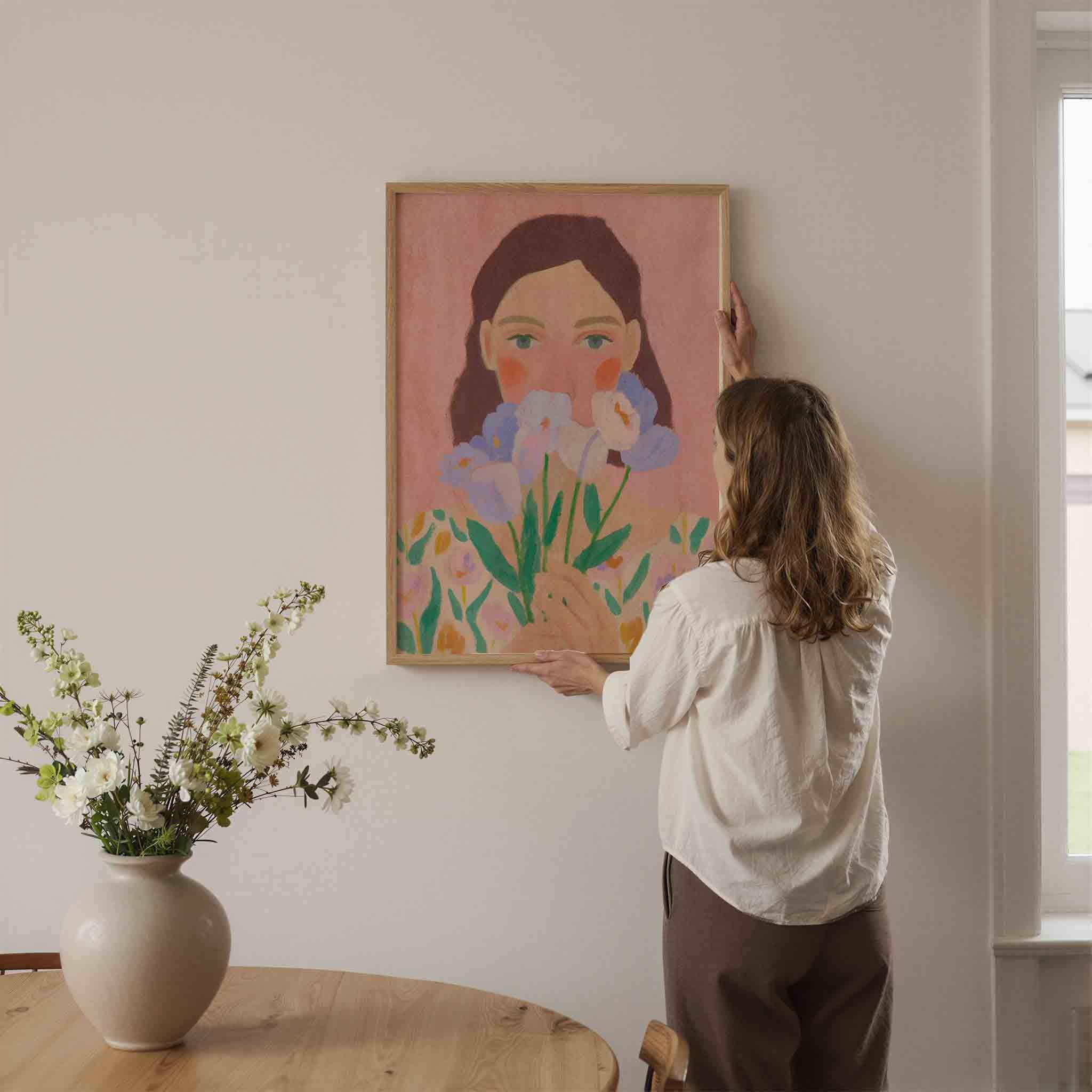 Vrouw met bloemen Poster