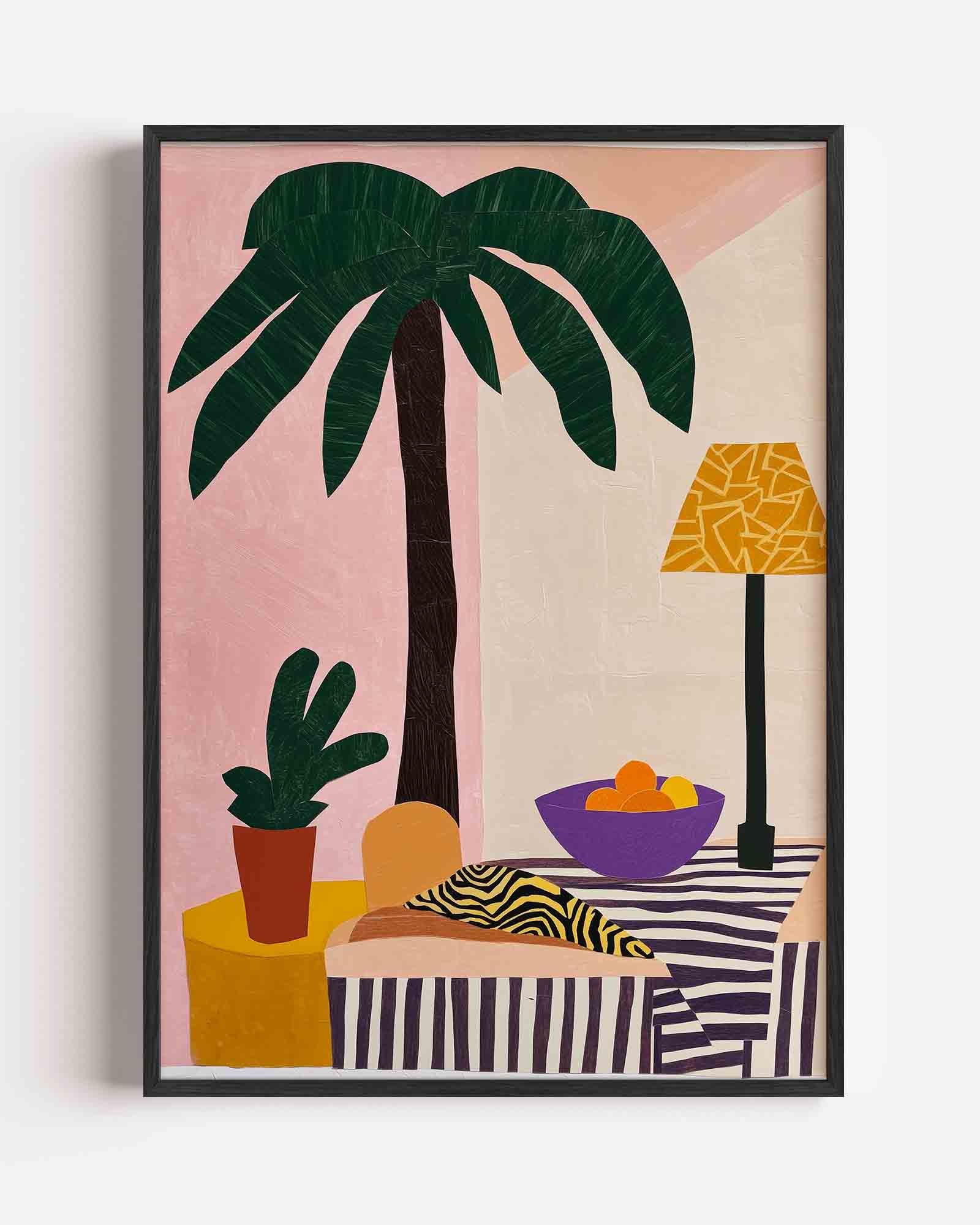 Palmboom en fruitschaal Poster