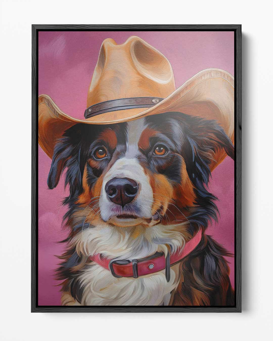 Stoere Hondencowboy op Roze Kunstwerk