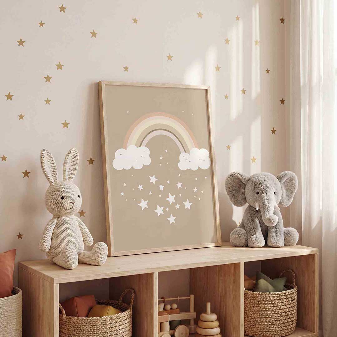 Regenboog en sterren Poster