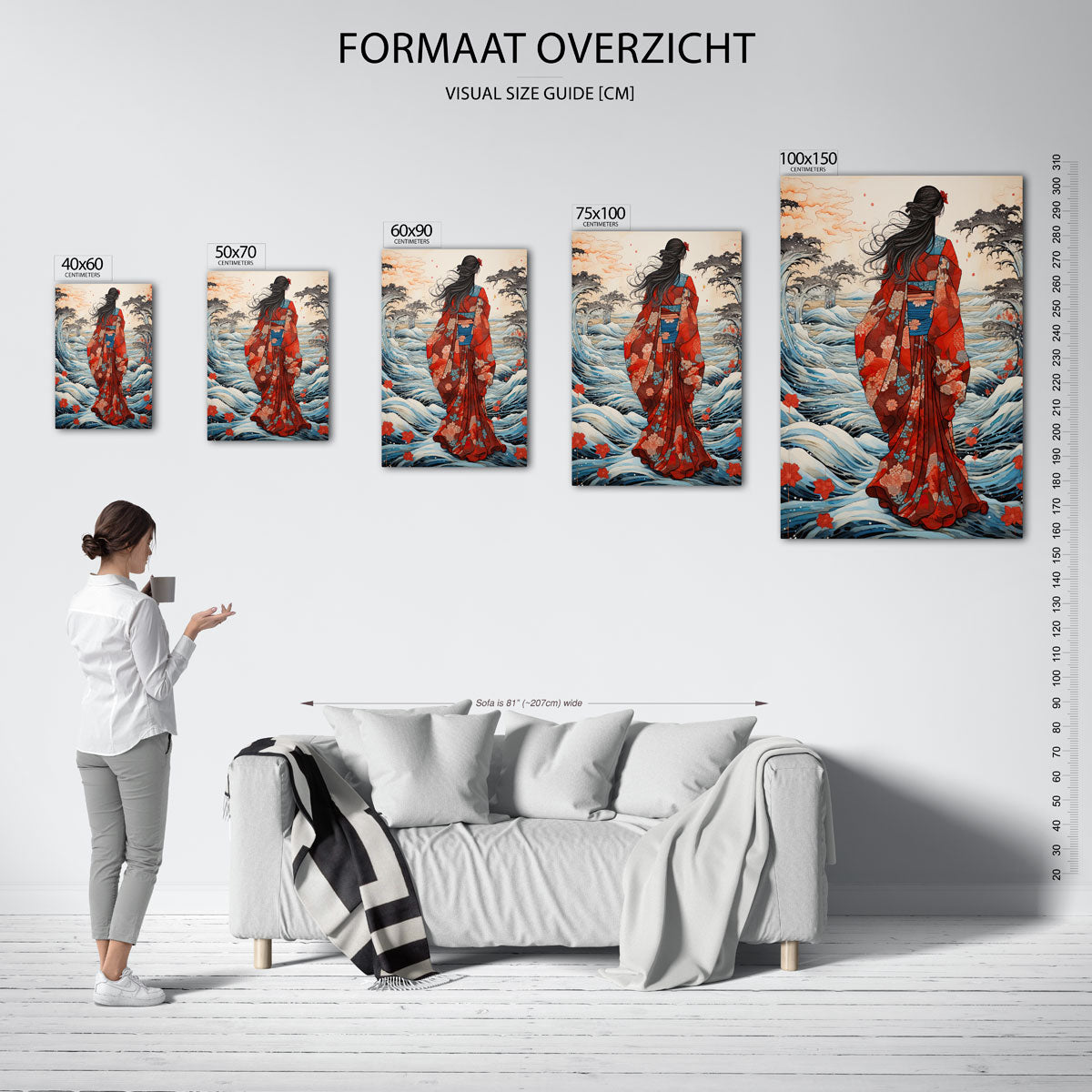 Vrouw in golven Kunstwerk