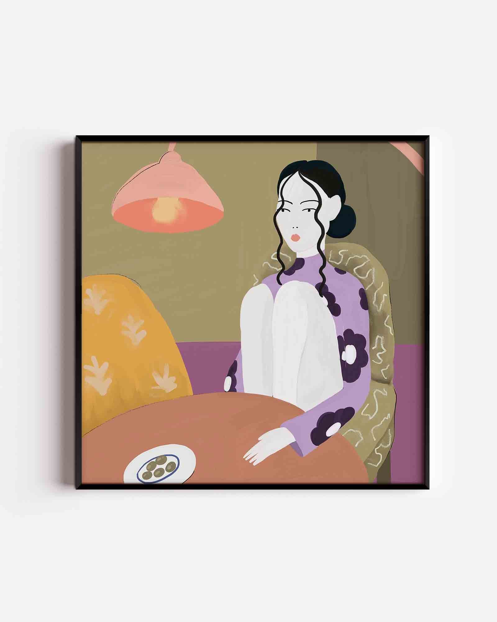 Vrouw met lamp Poster
