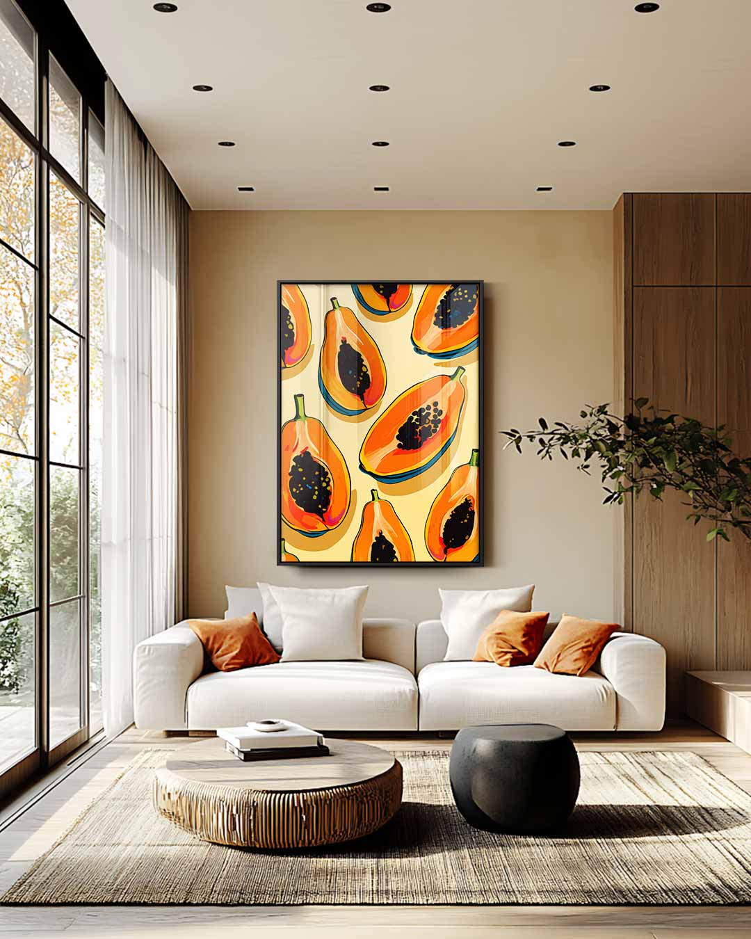 Tropische Papaya Print Kunstwerk-canvas-dibond-plexiglas-wanddecoratie-WallArtistic