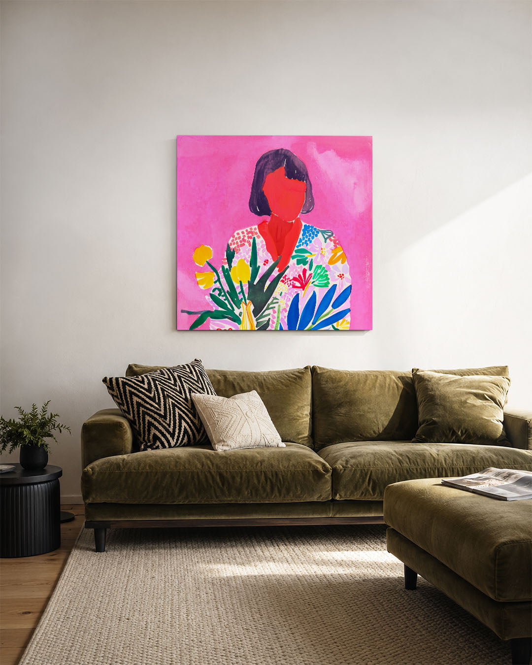 Vrolijke bloemenportret Kunstwerk