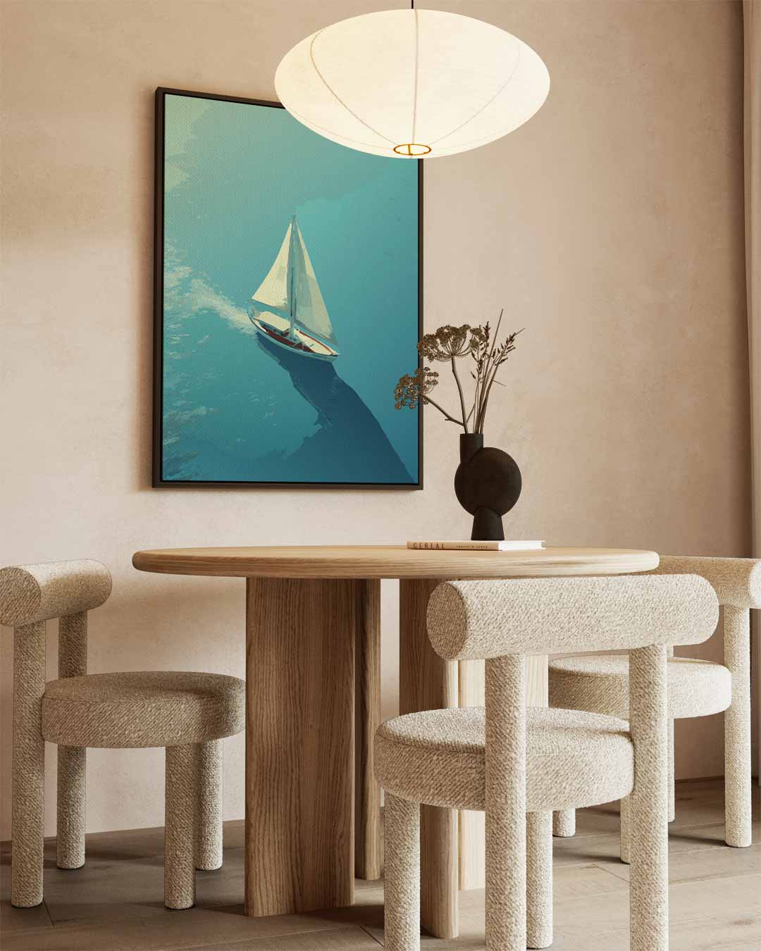 Zeilboot op Kalme Zee Kunstwerk-canvas-dibond-plexiglas-wanddecoratie-WallArtistic