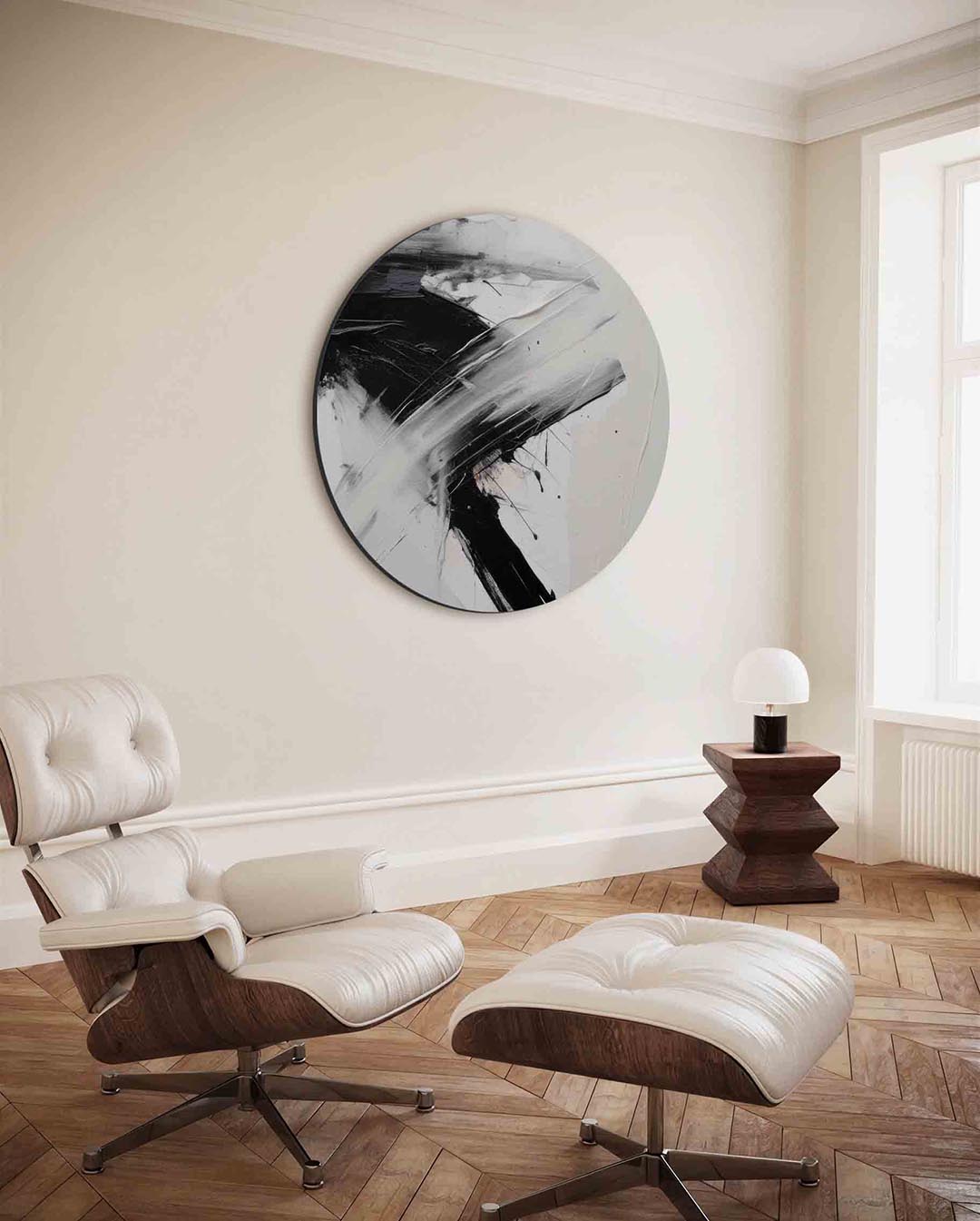 Abstracte zwart wit Muurcirkel