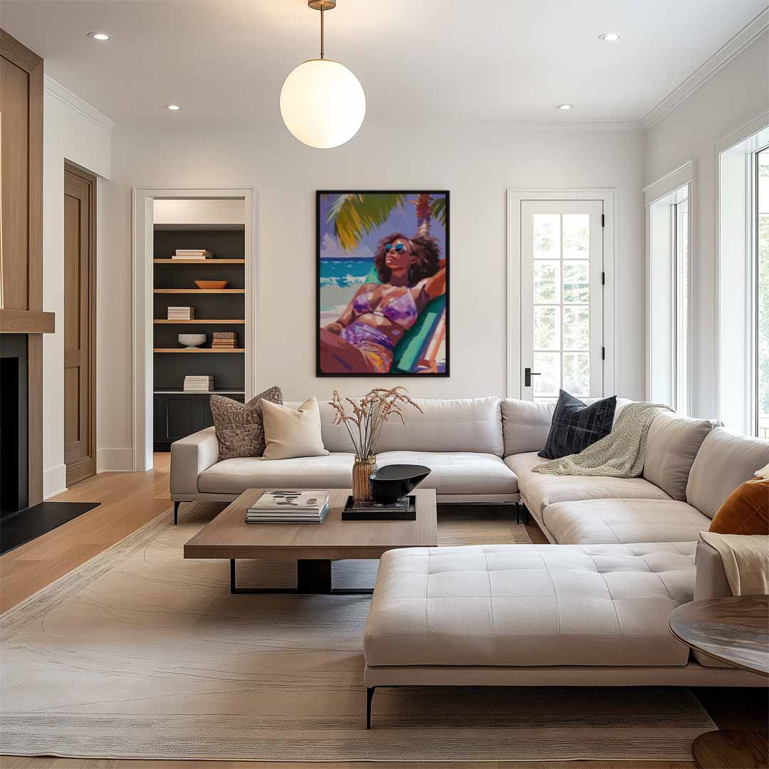 Zomers Genieten op het Strand Kunstwerk-canvas-dibond-plexiglas-wanddecoratie-WallArtistic