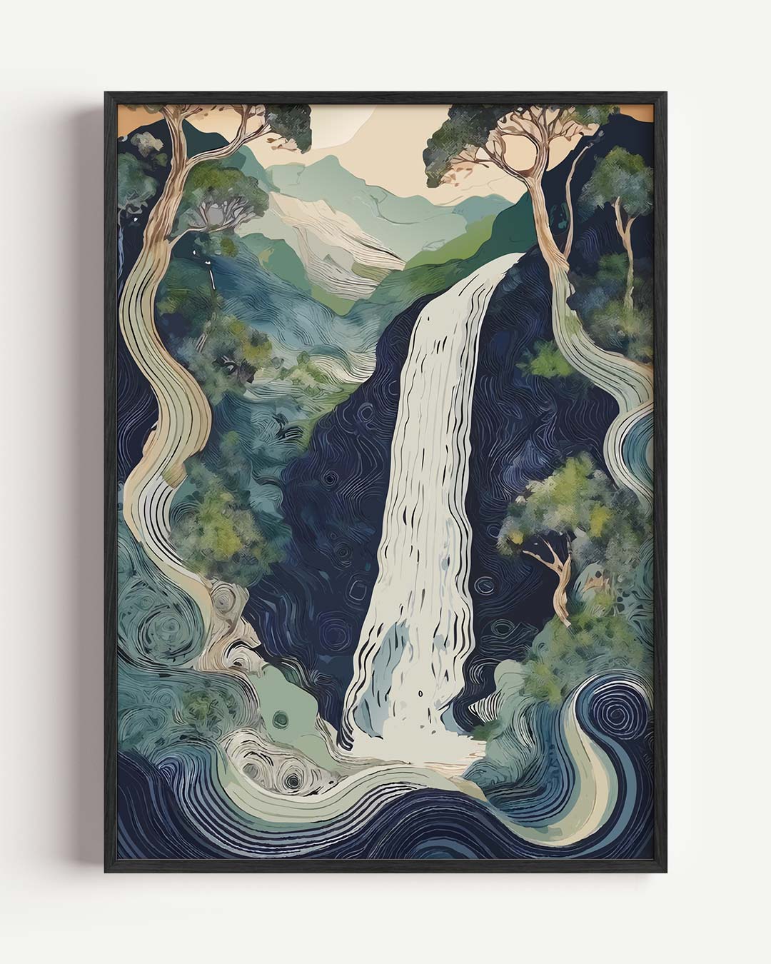 Dromerige Waterval Sprookjesbos Poster-WallArtistic