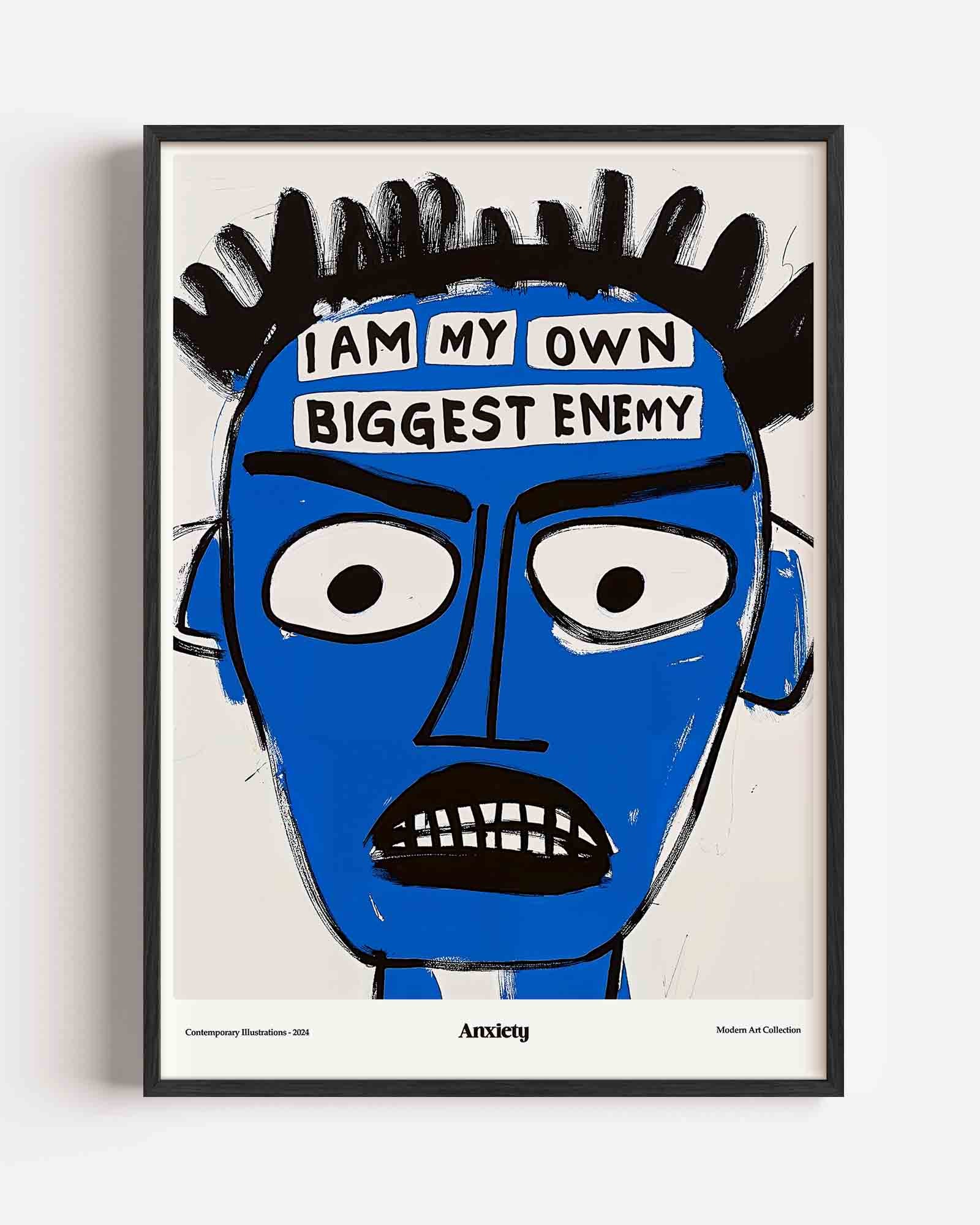 Blauw gezicht met tekst Poster