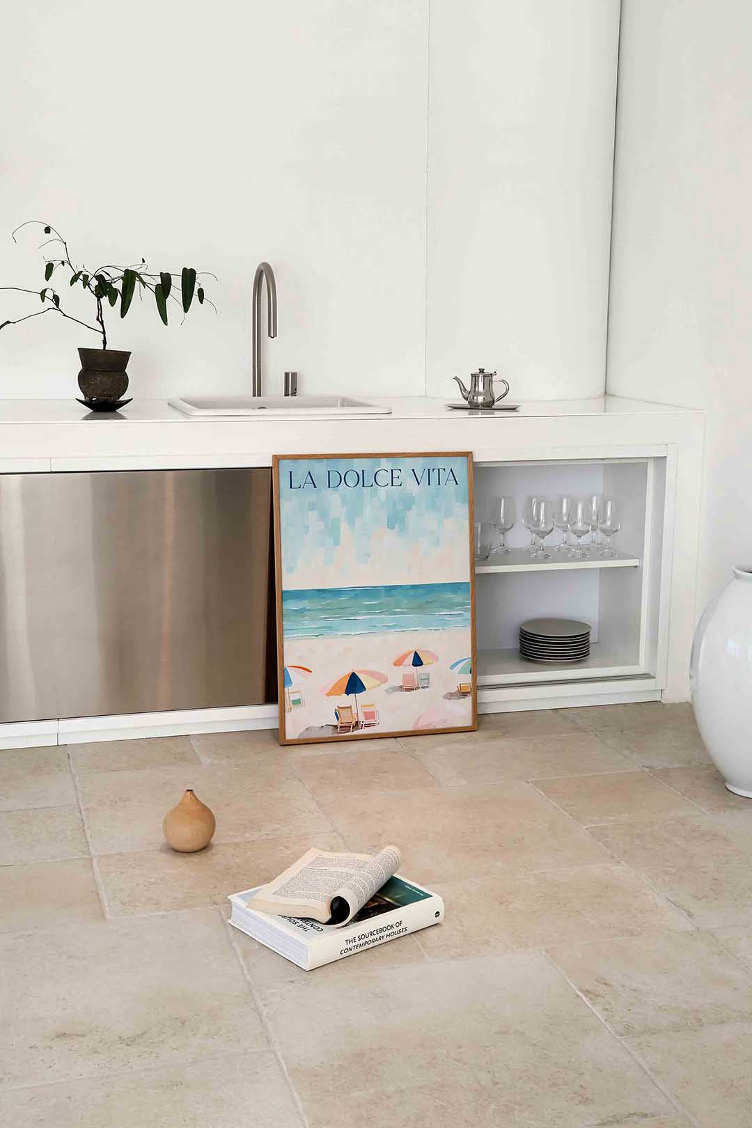 Strandstoelen en parasols Poster