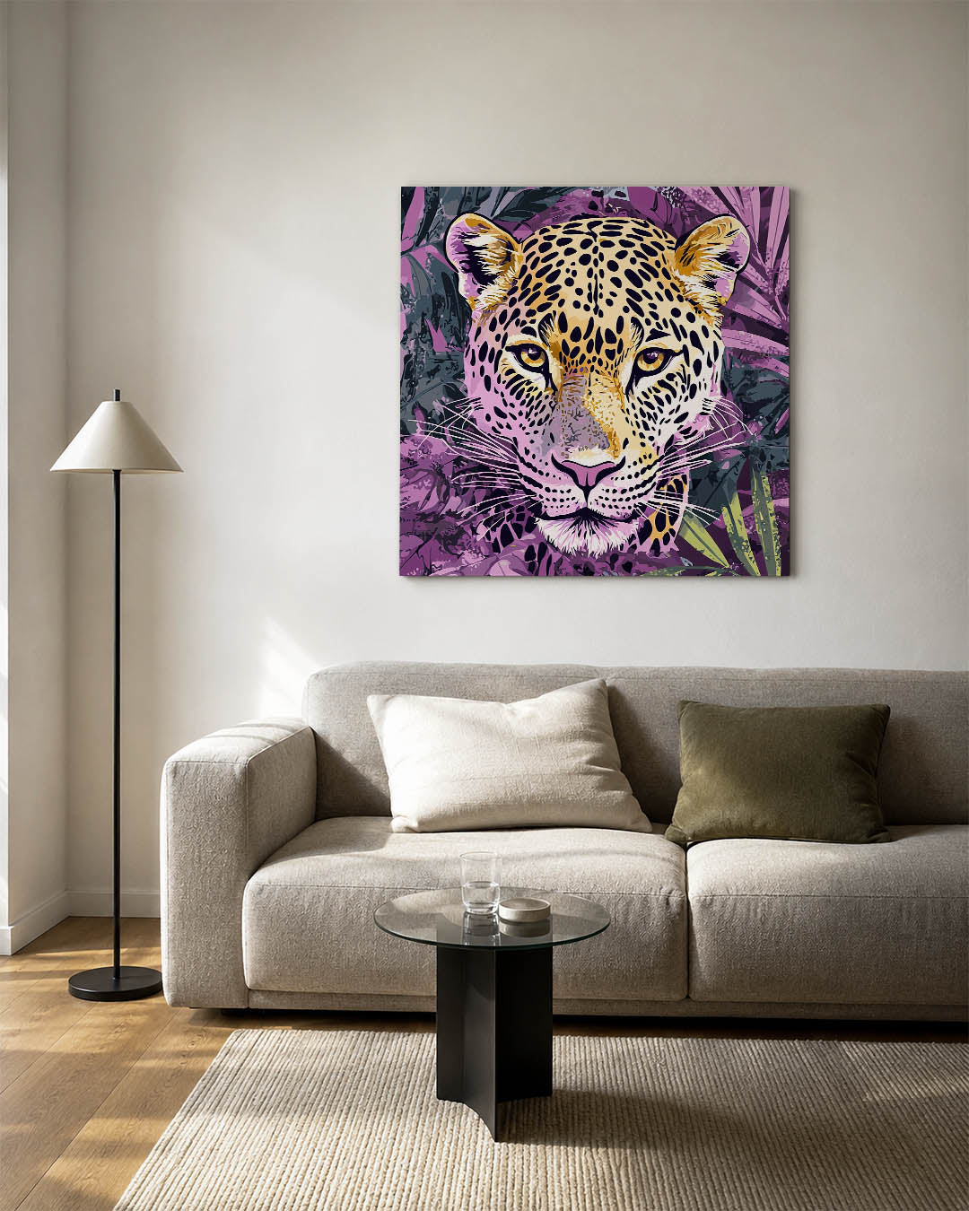 Levendige luipaard portret Kunstwerk