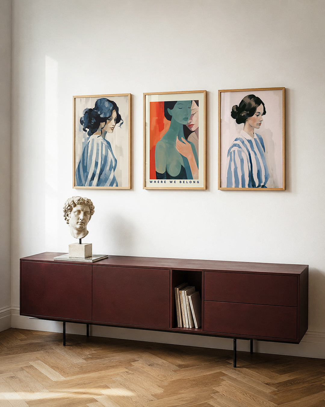 Blauwe strepen harmonie Posterset