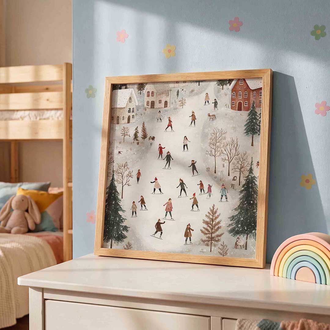 Winterse schaatsscene Poster