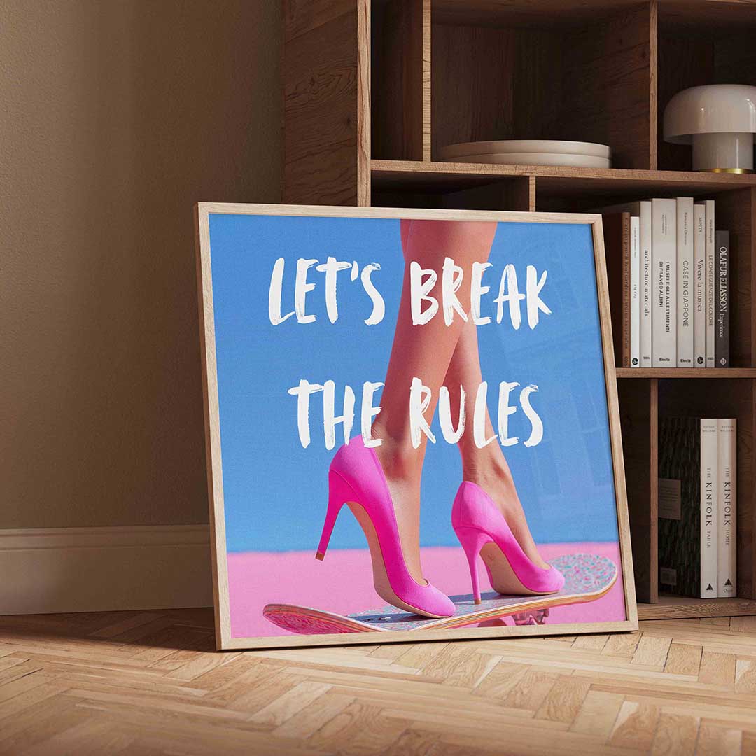 Roze hakken op skateboard Poster