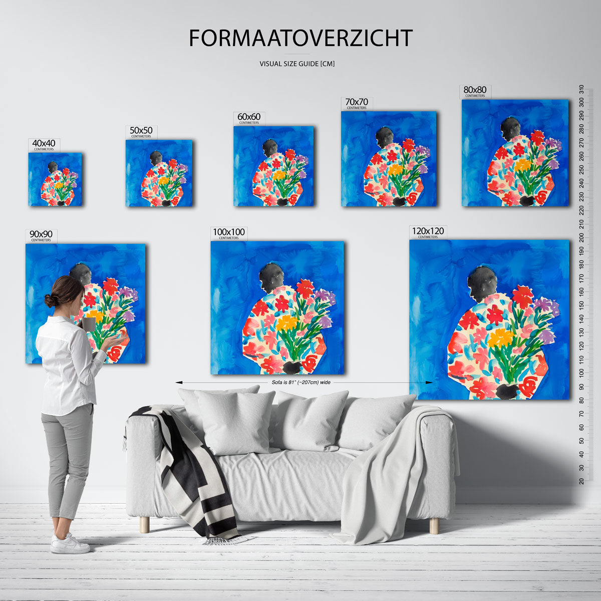 Bloemen en silhouet Poster