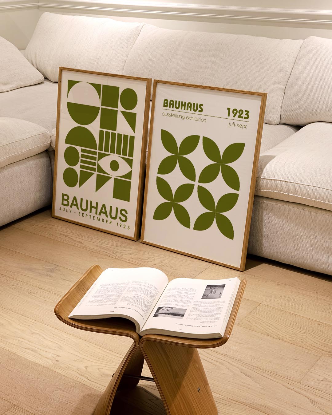 Groene bloemvormen Posterset