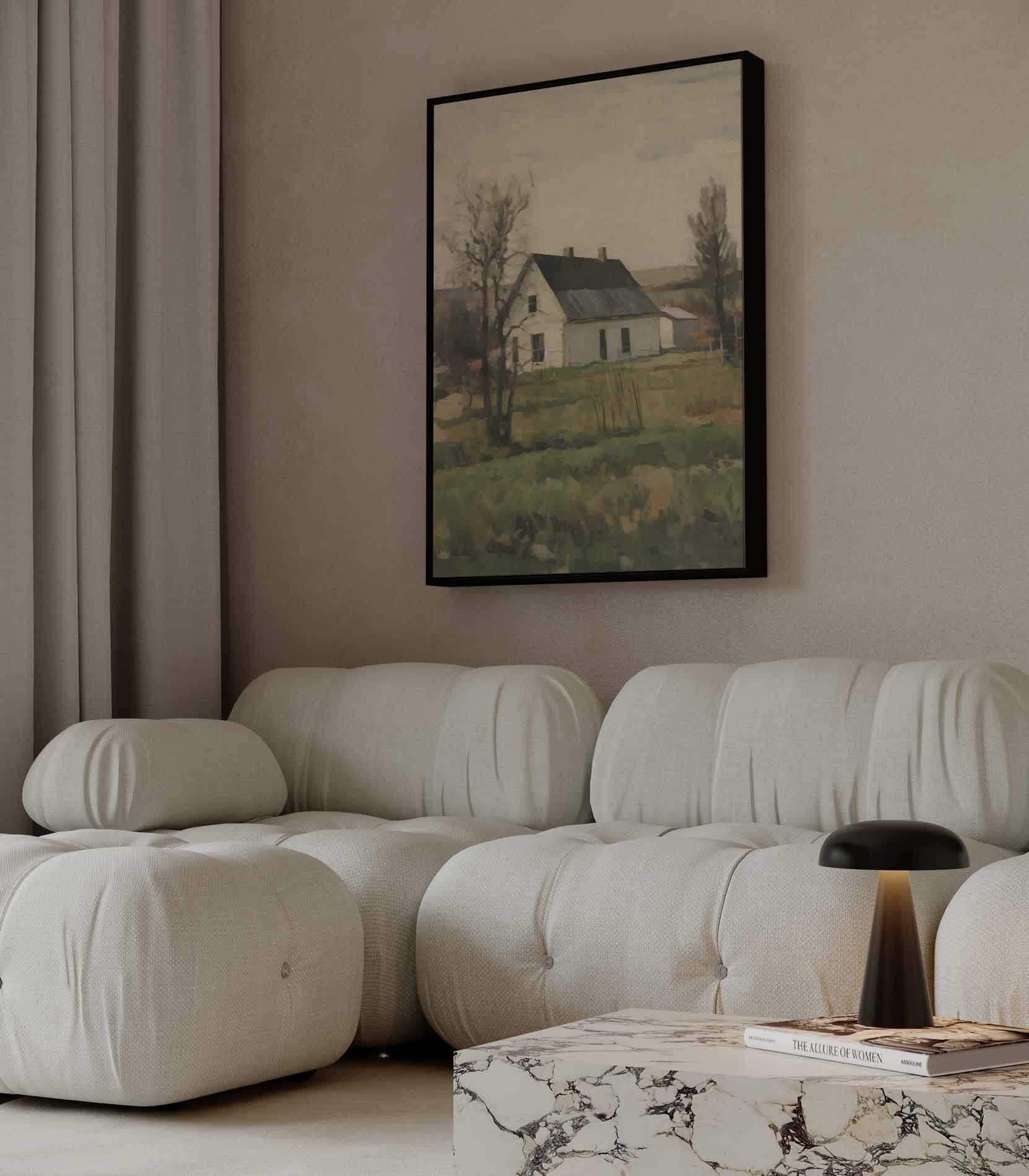 Rustiek Landhuis op het Platteland Kunstwerk-canvas-dibond-plexiglas-wanddecoratie-WallArtistic