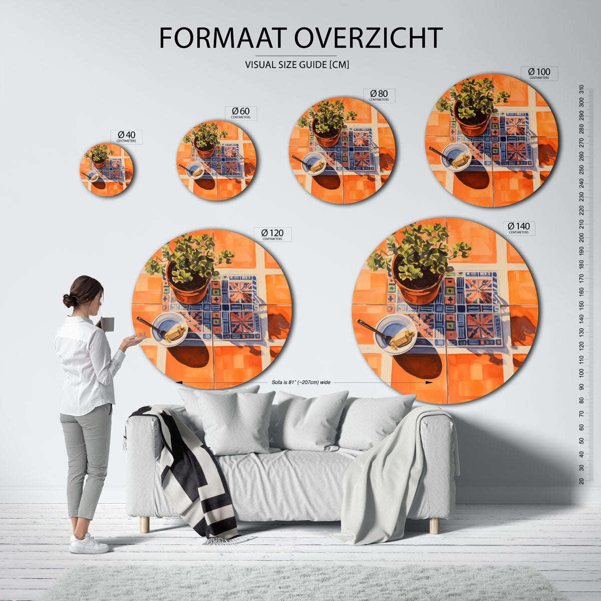 Plantenpot op tegeltafel Muurcirkel